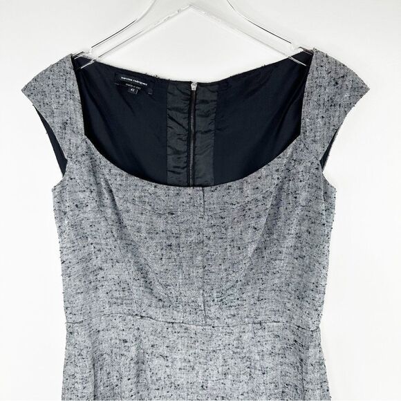 Narsico Rodriguez Linen/Silk Nubby Gray Sheath Dress w/Black Color-block Back 6 - Picture 3 of 15